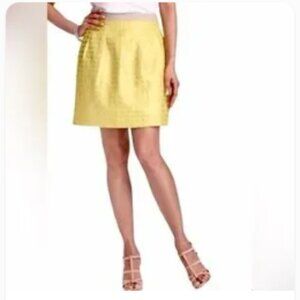 LOFT Ann‎ Taylor Yellow Metallic Polka Dot Skirt – Size 10